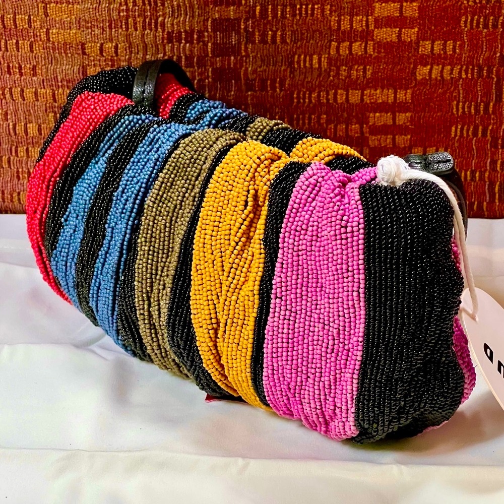 πΊπHPππΊ NWT Staud Beaded Bean Bag Mosaic Stripe - Picture 11 of 16